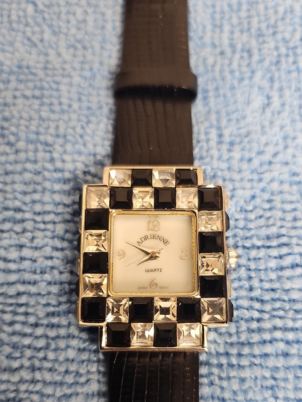 REAL COLLECTIBLES BY ADRIENNE CRYSTAL CHECKERBOARD WATCH BFPM-05-075